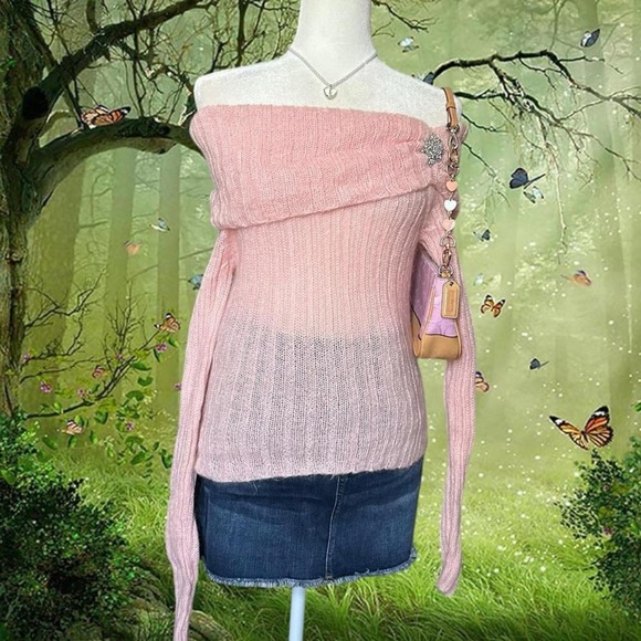 Y2k 90s The Limited Baby Pink Off The Shoulder Top Size S - Picture 1 of 8